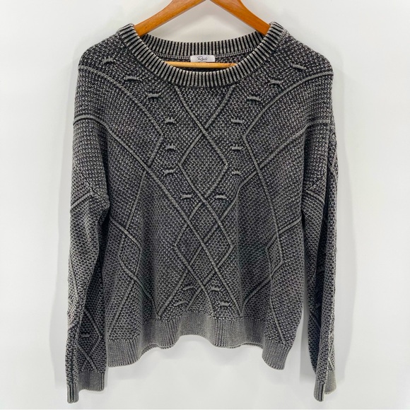 RAILS LISETTE TEXTURED CREWNECK VINTAGE BLACK INDIE GRUNGE SWEATER SIZE LARGE - Picture 2 of 12